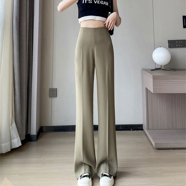Designs) Leg (Various High Straight Pants Waist Dress Plain