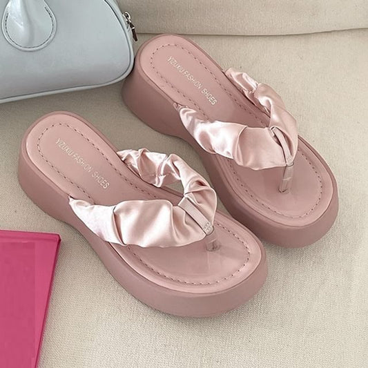 Platform Thong Ruched Sandals