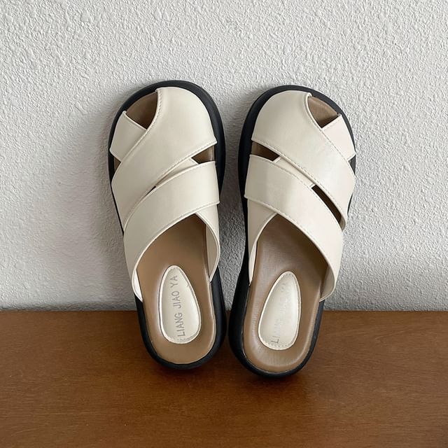 Plain Sandals Platform Cutout Faux Leather