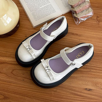 Bow Platform Mary Shoes Butterfly Patent Leather Jane