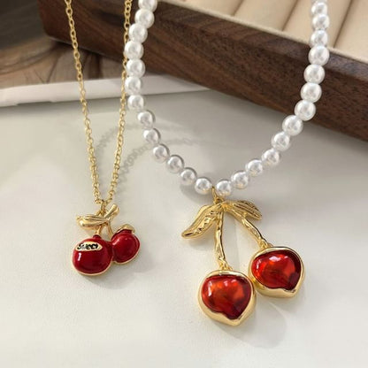 Necklace Pendant Alloy Faux / Resin Pearl Cherry