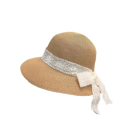 Lace Straw Hat Ribbon Bucket