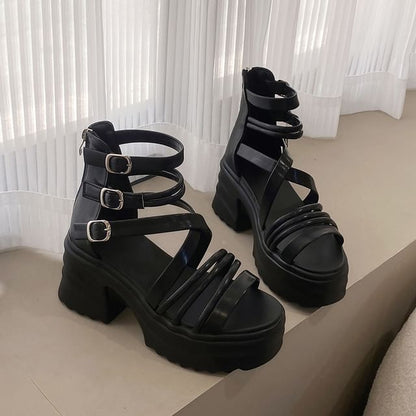 Platform Sandals Strappy Chunky Heel