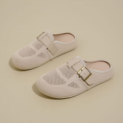 Buckled Plain Mules Perforated