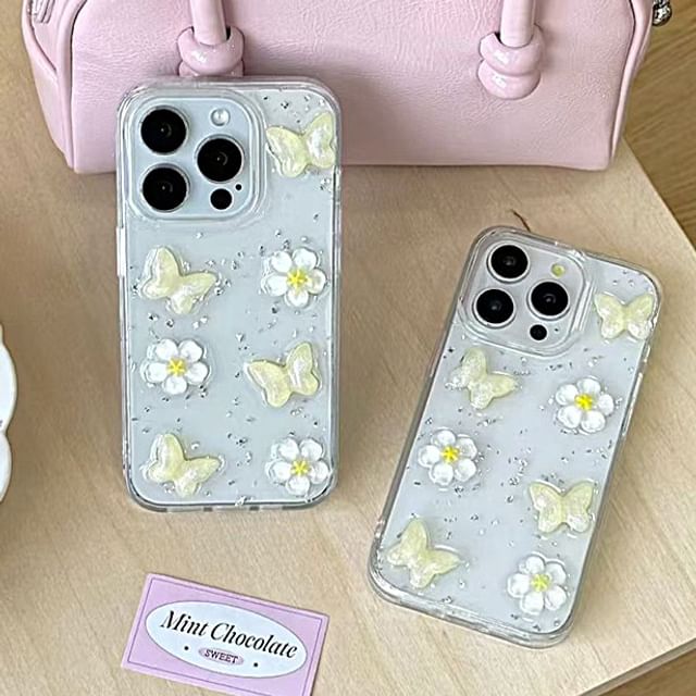 Floral Case iPhone Glitter
