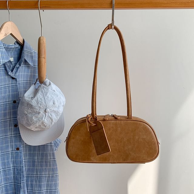 Plain Bag Shoulder Leather Faux
