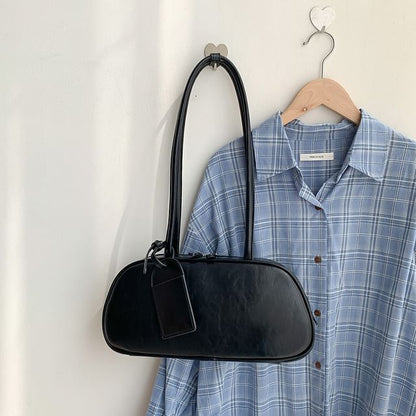 Plain Bag Shoulder Leather Faux