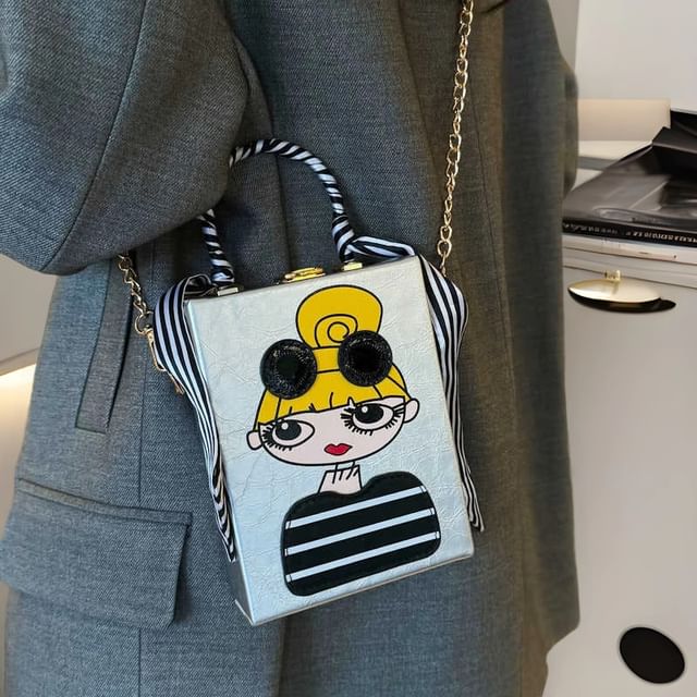 Print Crossbody Bag Strap Chain Cartoon