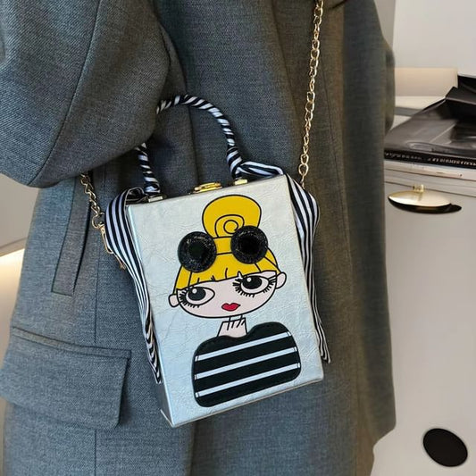 Print Crossbody Bag Strap Chain Cartoon