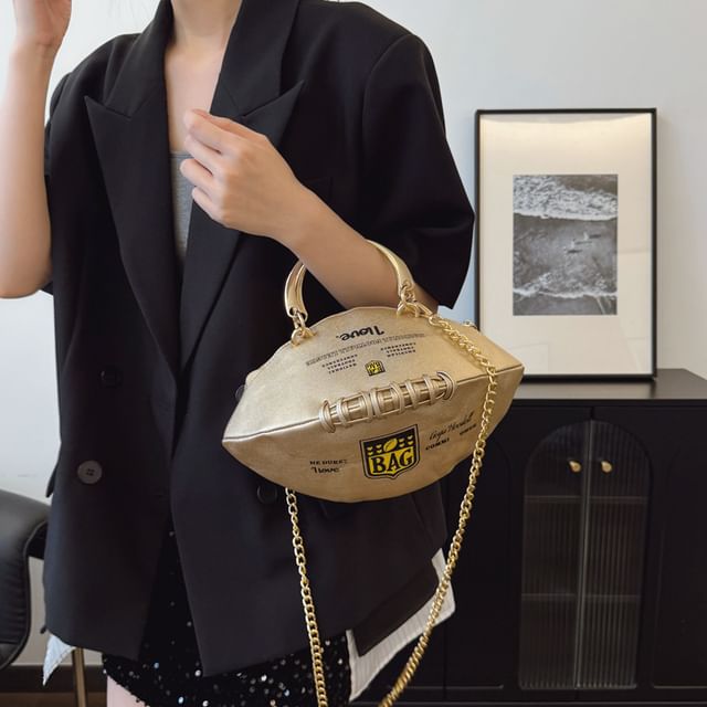 Bag Lettering Crossbody Strap Chain Rugby