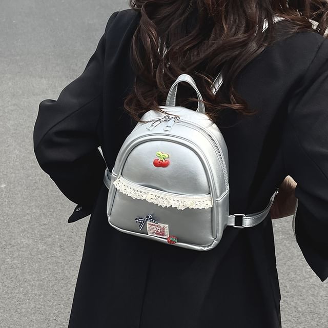 Faux Applique Lace Leather Backpack Trim