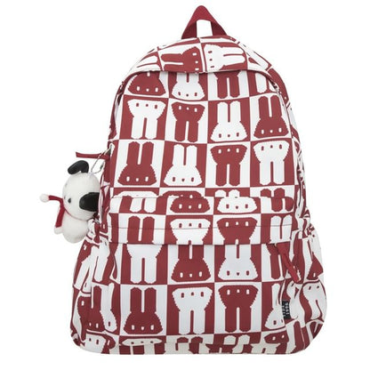 Multi-Pocket Print Rabbit Backpack