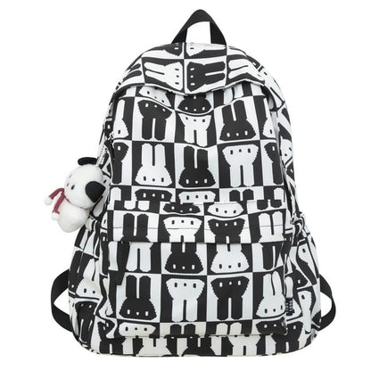 Multi-Pocket Print Rabbit Backpack