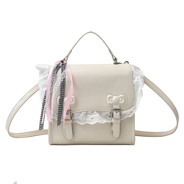 Flap Backpack Lace Trim Bow