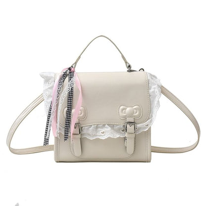 Flap Backpack Lace Trim Bow