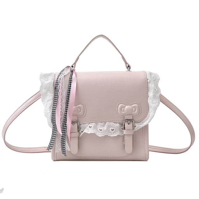 Flap Backpack Lace Trim Bow