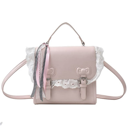 Flap Backpack Lace Trim Bow