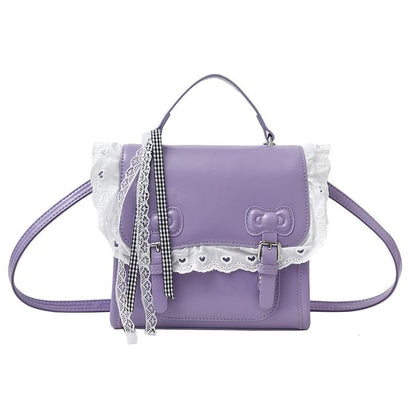Flap Backpack Lace Trim Bow