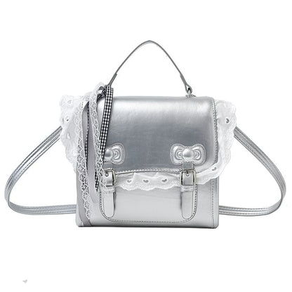 Flap Backpack Lace Trim Bow