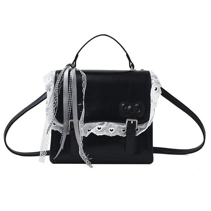 Flap Backpack Lace Trim Bow