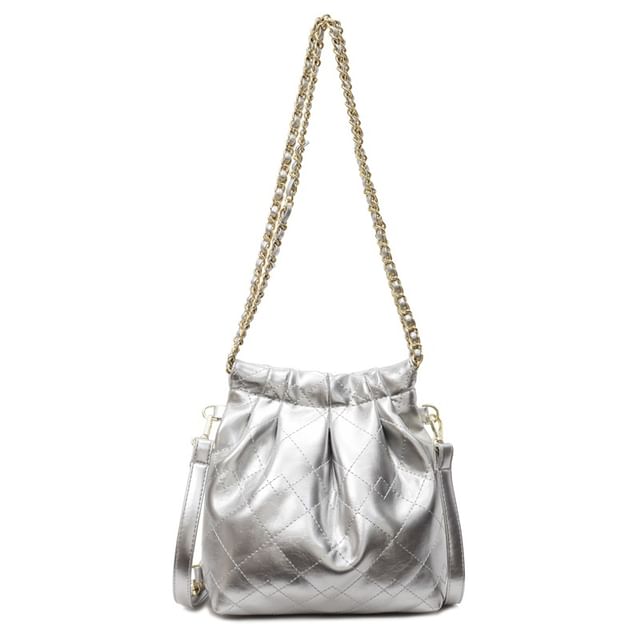 Faux Strap Quilted Chain Leather Shoulder Bag Multi-Way