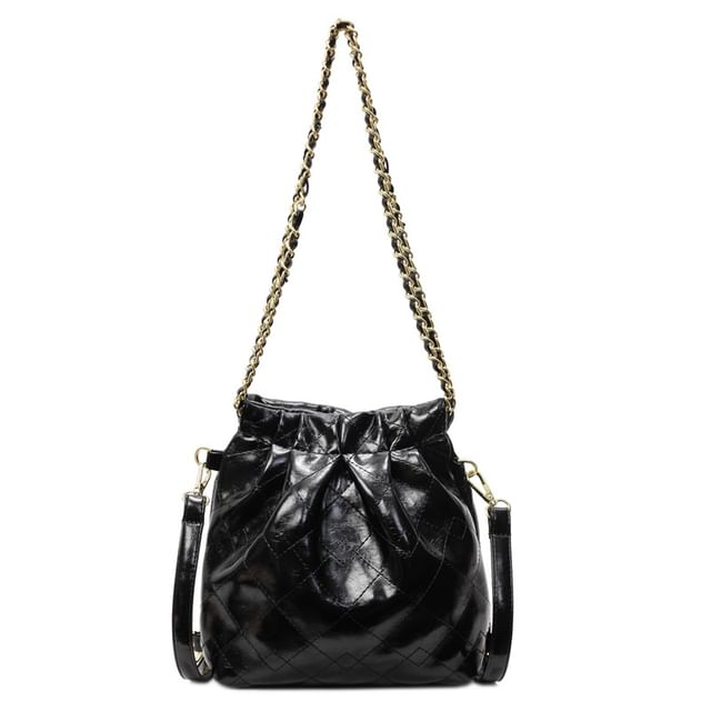 Faux Strap Quilted Chain Leather Shoulder Bag Multi-Way