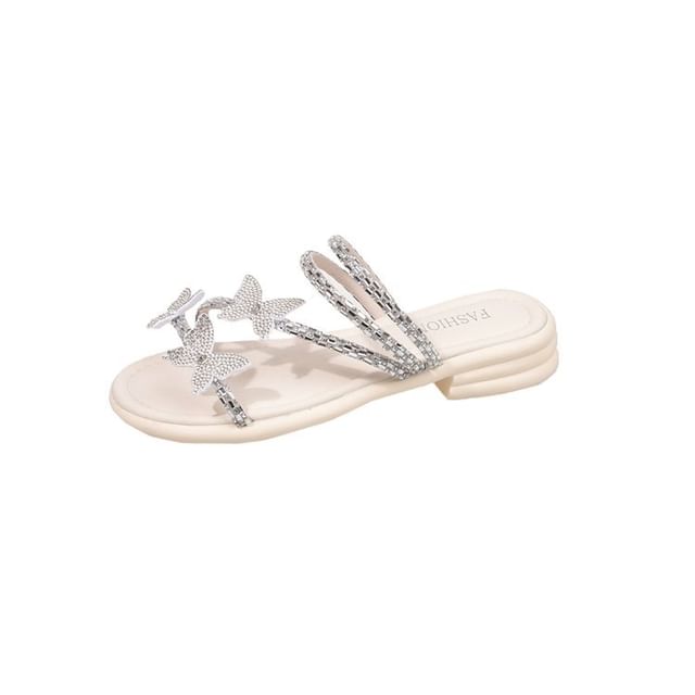 Slide Strappy Butterfly Sandals Rhinestone