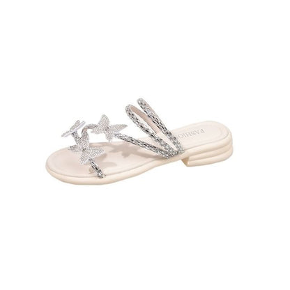 Slide Strappy Butterfly Sandals Rhinestone