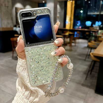Faux Pearl Glitter Samsung Phone Case / Faux Pearl Phone Strap / Set