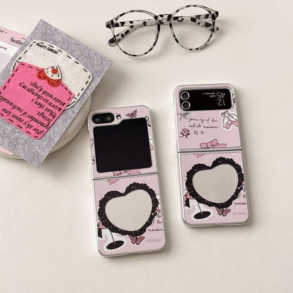 Heart Shape Mirror Bow Print Samsung Phone Case