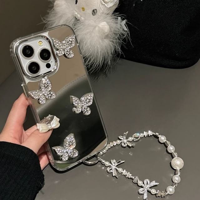 Case Decoration Phone Butterfly Mirrored / Strap Adhesive with Set