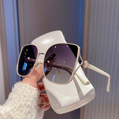 Sunglasses Set Metal Case Oversized Cleaning / Cloth Pouch Square Frame Polished