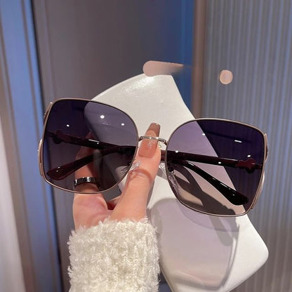 Sunglasses Set Metal Case Oversized Cleaning / Cloth Pouch Square Frame Polished