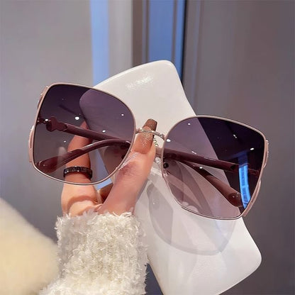 Sunglasses Set Metal Case Oversized Cleaning / Cloth Pouch Square Frame Polished