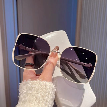 Sunglasses Set Metal Case Oversized Cleaning / Cloth Pouch Square Frame Polished