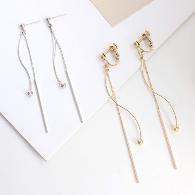 Dangle Bar Bead / Clip-On Earring