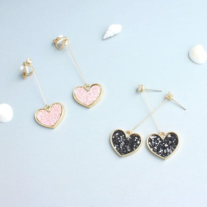 Drop Rhinestone Earring Heart
