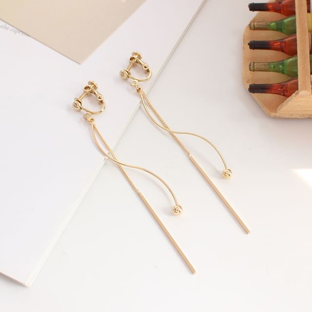 Dangle Bar Bead / Clip-On Earring