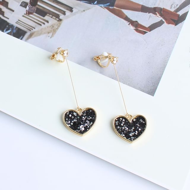 Drop Rhinestone Earring Heart
