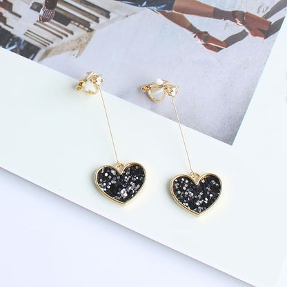 Drop Rhinestone Earring Heart