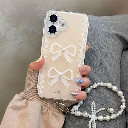 Strap Case Print Set Lace Pearl Phone Faux /