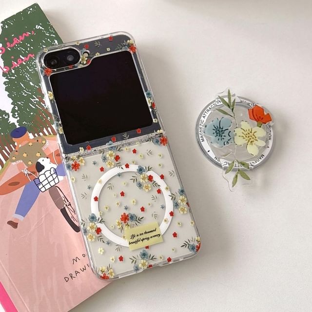 Print / Set Magnetic Suction Floral Phone Case