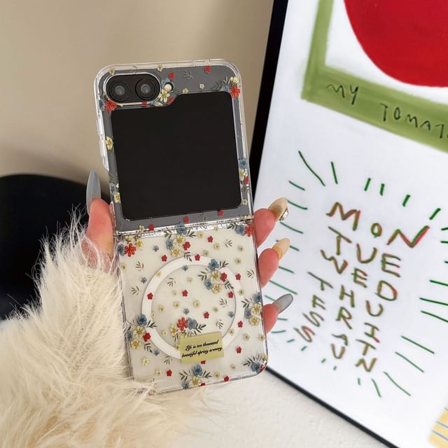 Print / Set Magnetic Suction Floral Phone Case
