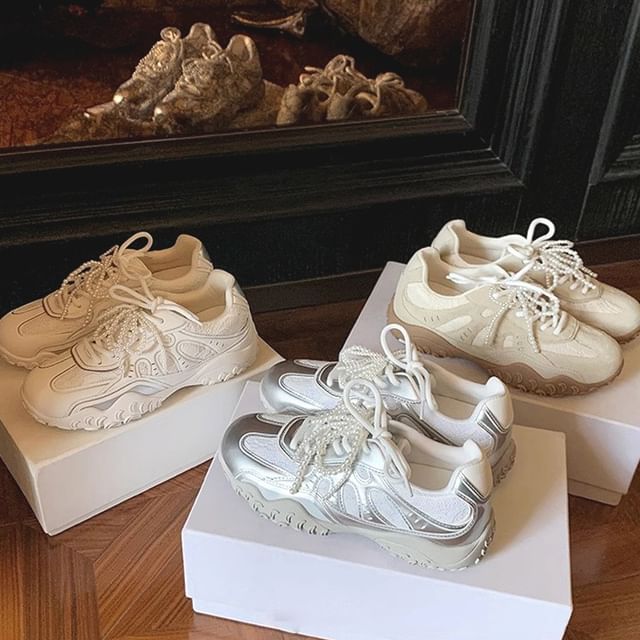 Sneakers Lace-Up Platform Patterned