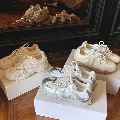 Sneakers Lace-Up Platform Patterned