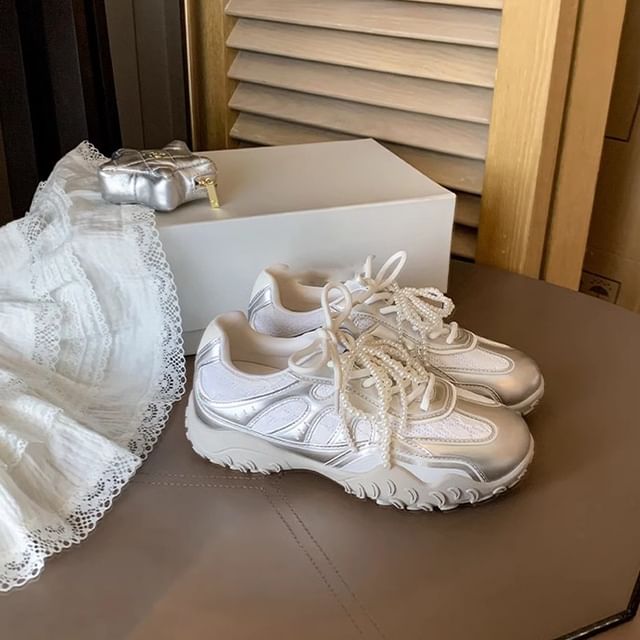 Sneakers Lace-Up Platform Patterned