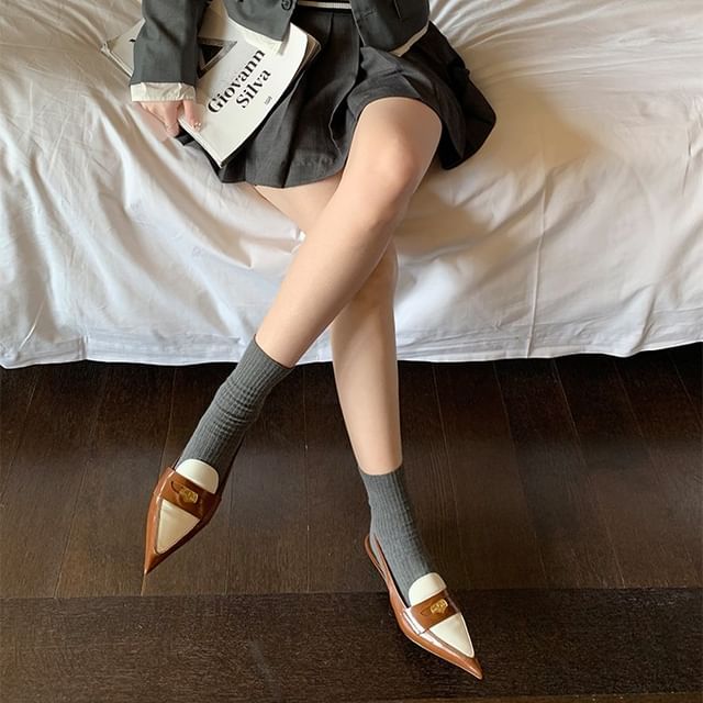 Slingback Kitten Loafers Heel Pointed Penny