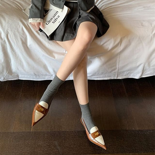 Slingback Kitten Loafers Heel Pointed Penny