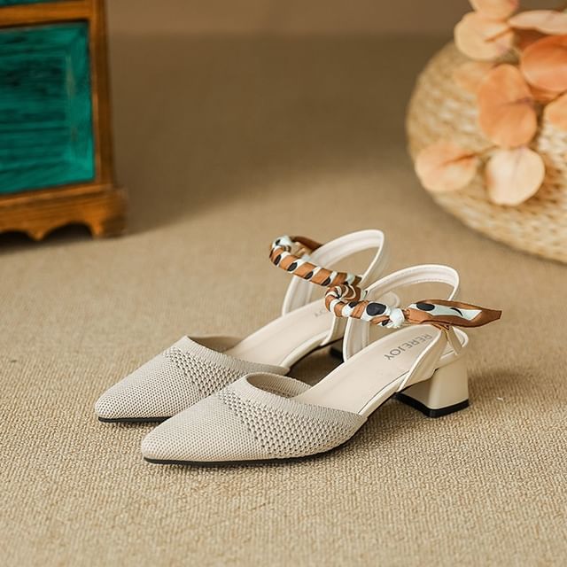 Chunky Pointed Heel Sandals