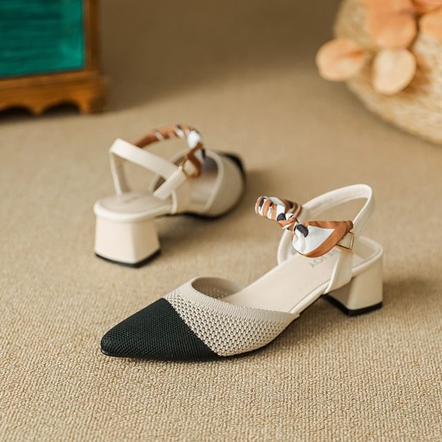 Chunky Pointed Heel Sandals